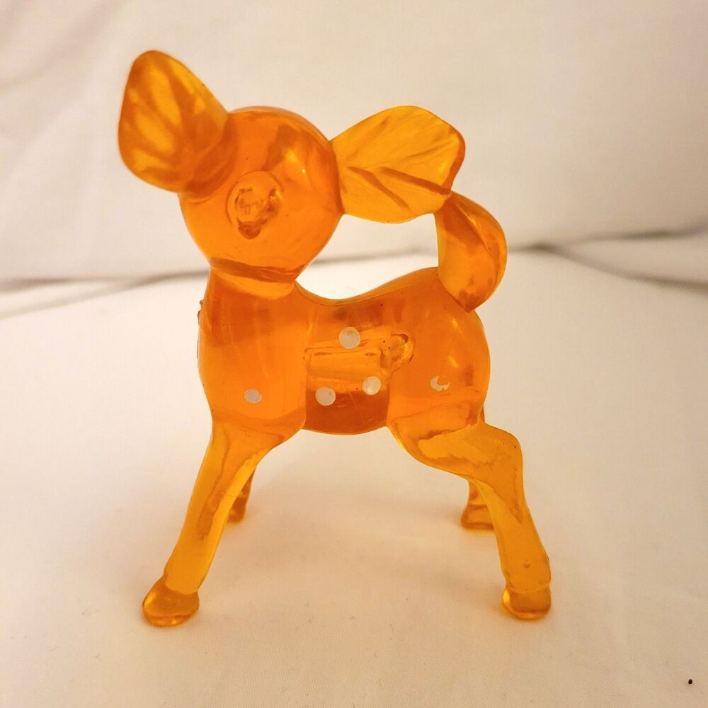Vintage Toy Plastic Orange Deer
